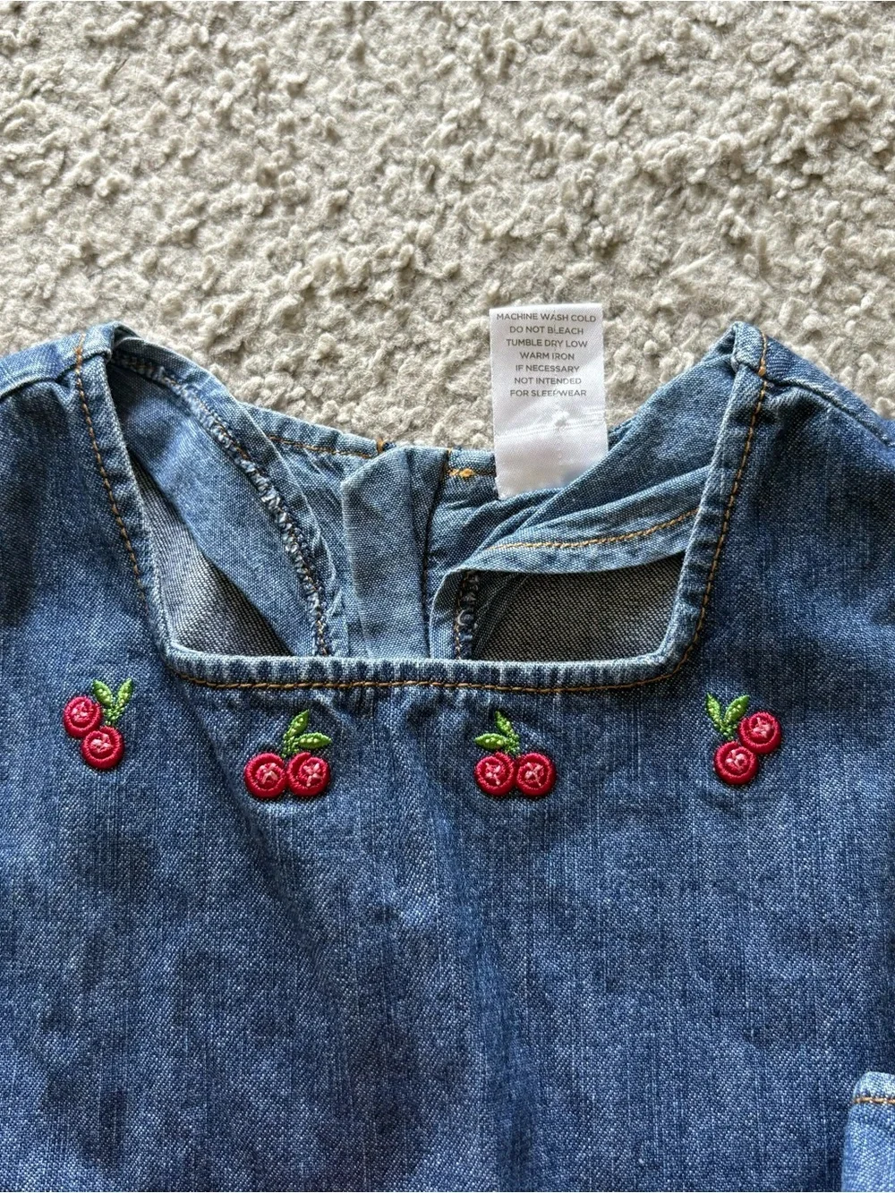 Gymboree Cherry Pie Denim Jumper Dress Sz 8 Vintage Y2K Blue